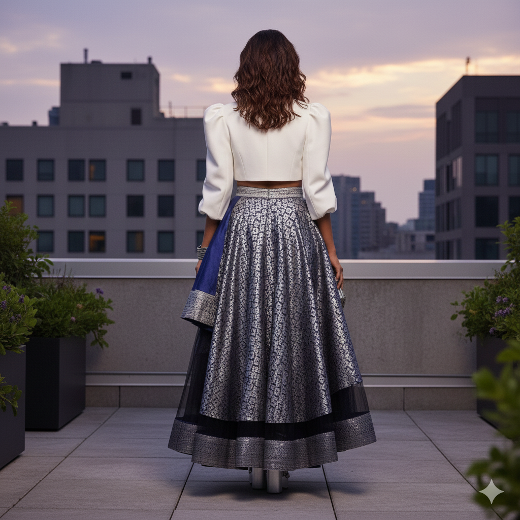 The Sapphire Zenith Fusion Lehenga-Skirt - Image 2