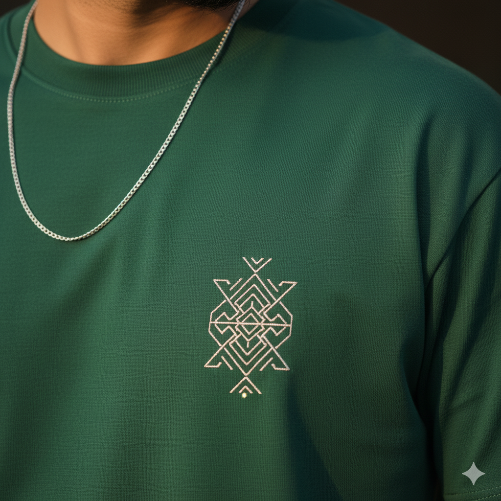 Arctic Weave Ribbed Luxe Essential Green T-Shirt - Image 5