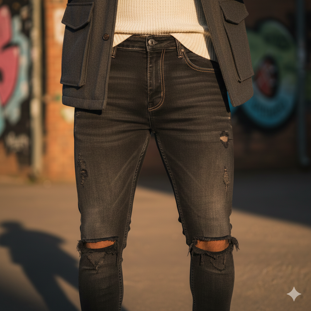 Carbon Distressed Skinny Jeans - Image 2